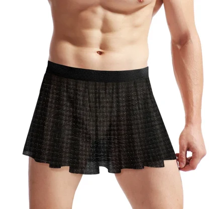 Pleated Mesh Black Mini Skirt - Image 3