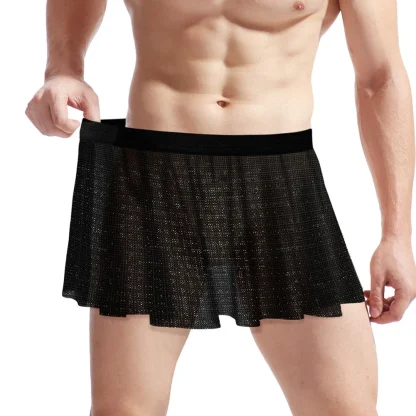 Pleated Mesh Black Mini Skirt