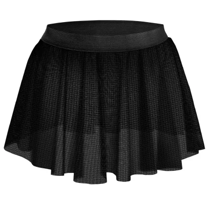 Pleated Mesh Black Mini Skirt - Image 6