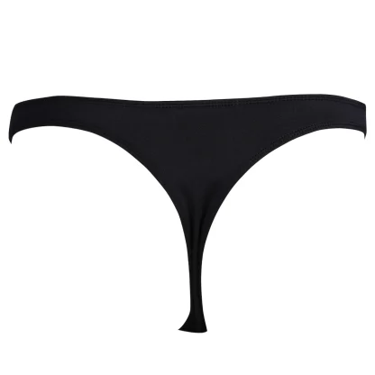 Glossy Zip Crotch Black Thong - Image 2