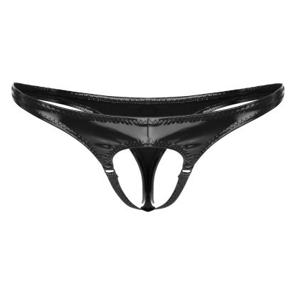 Crotchless Low-rise Black Thong