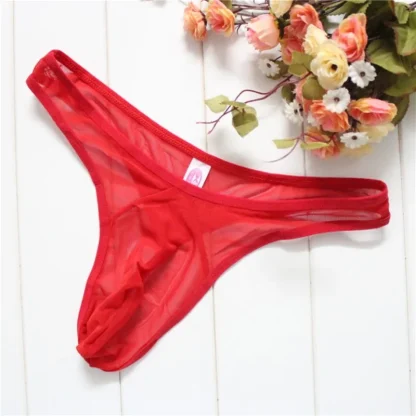 Seductive Plain Color Mesh Thong - Image 3